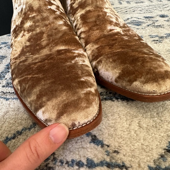 ORO reggio LEATHER boots in tan velvet, sz men 10, made in SPAIN - Picture 9 of 11